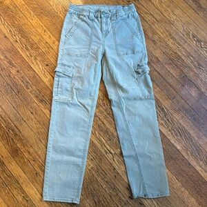 Green straight leg cargos